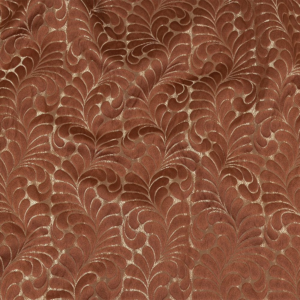 Satin-Faced Jacquard - Clay Fern Leaves - British Imported Satin-Faced Jacquard - Clay Fern Leaves - British Imported