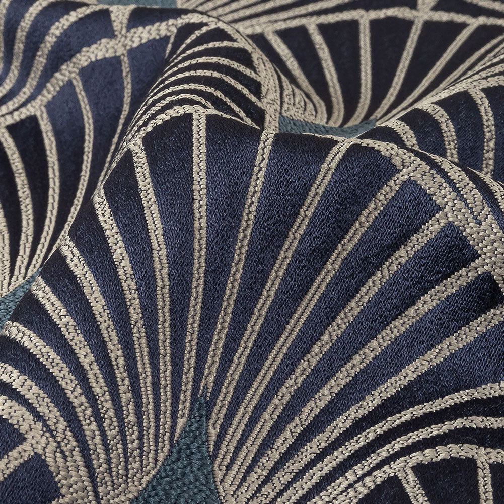 Drapery Jacquard - Sapphire Maze of Fans - British Imported Detail Drapery Jacquard - Sapphire Maze of Fans - British Imported Detail