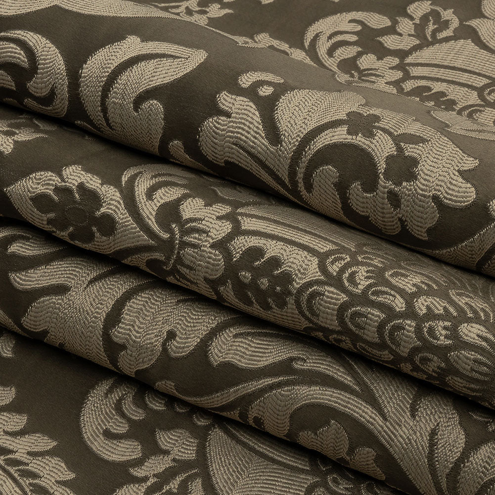 Drapery Jacquard - Fawn Leafy Damask - British Imported Folded Drapery Jacquard - Fawn Leafy Damask - British Imported Folded