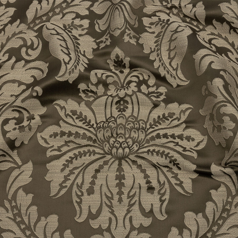 Drapery Jacquard - Fawn Leafy Damask - British Imported Drapery Jacquard - Fawn Leafy Damask - British Imported