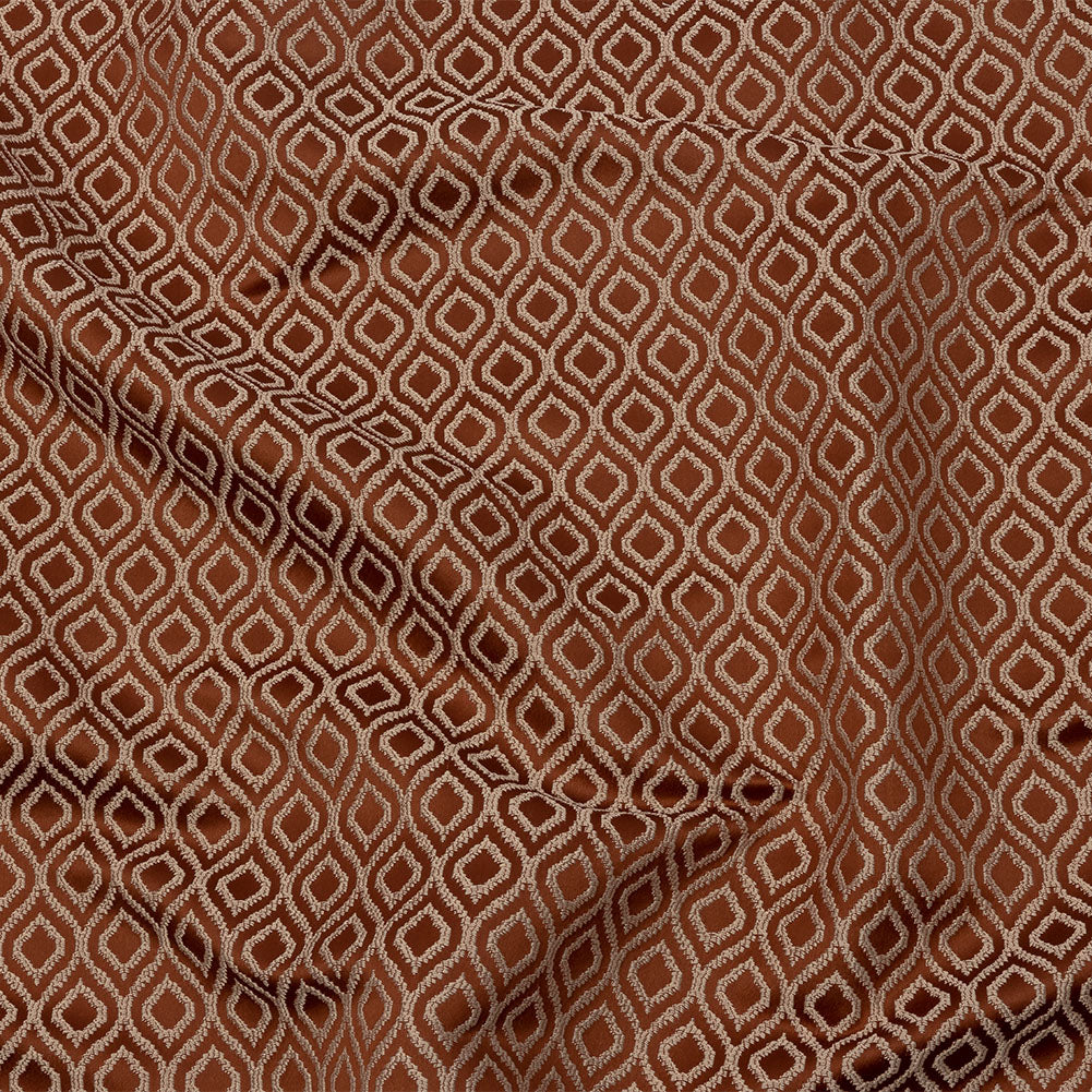 Drapery Jacquard - Rust Simple Ogees - British Imported Drapery Jacquard - Rust Simple Ogees - British Imported