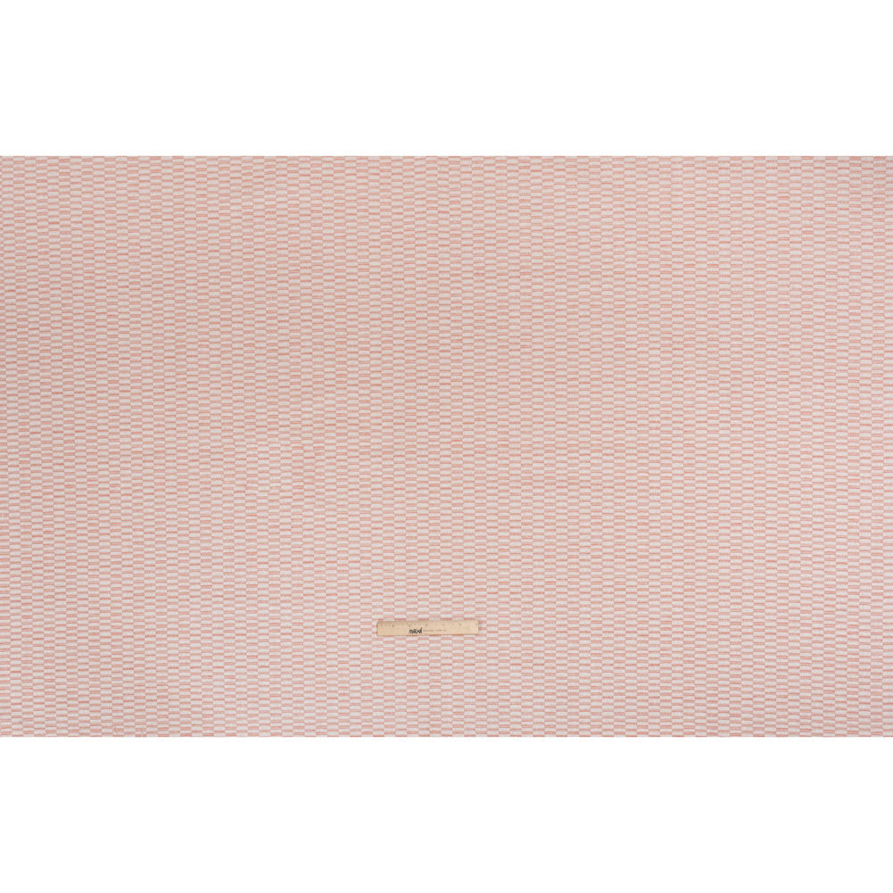 Textured Polyester and Cotton Woven - Blush Rectangle Checks - British Imported - Full Textured Polyester and Cotton Woven - Blush Rectangle Checks - British Imported - Full