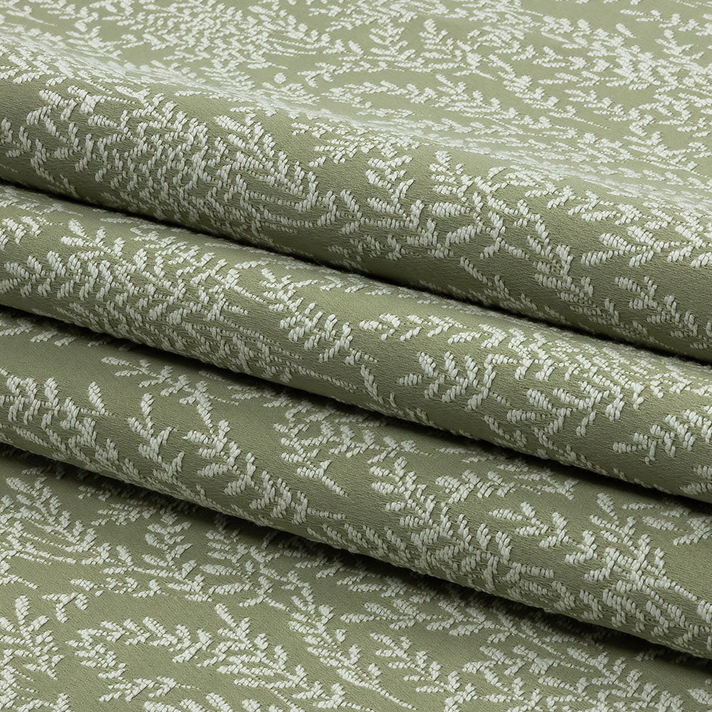 Drapery Jacquard - Sage Little Leaves - British Imported Folded Drapery Jacquard - Sage Little Leaves - British Imported Folded