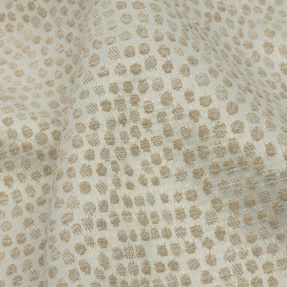Recycled Polyester Drapery Jacquard - Champagne Spotted - British Imported Detail Recycled Polyester Drapery Jacquard - Champagne Spotted - British Imported Detail