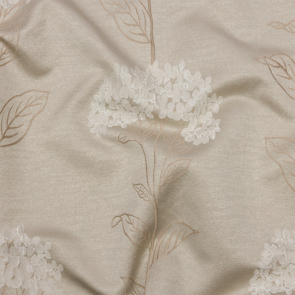 Drapery Jacquard - Sesame Hydrangea Stems - British Imported Drapery Jacquard - Sesame Hydrangea Stems - British Imported