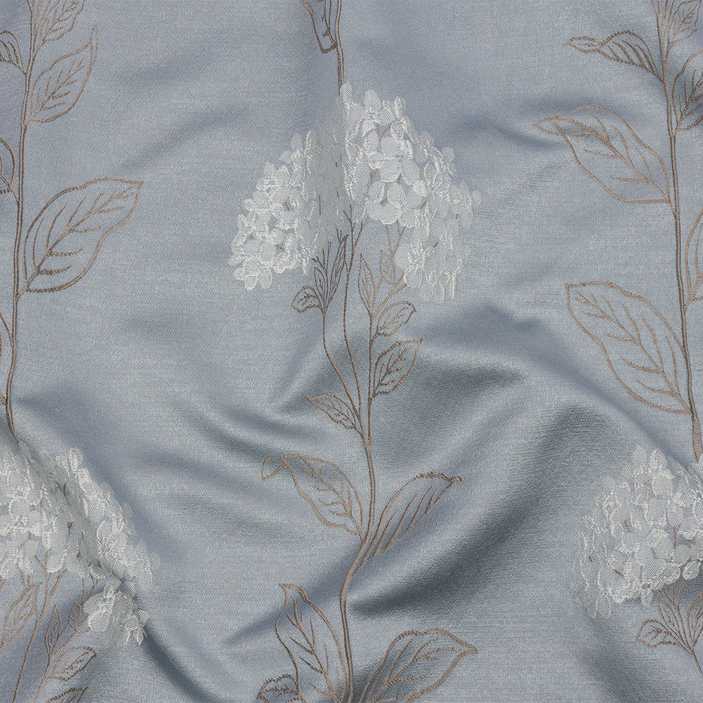 Drapery Jacquard - Wedgewood Hydrangea Stems - British Imported Drapery Jacquard - Wedgewood Hydrangea Stems - British Imported