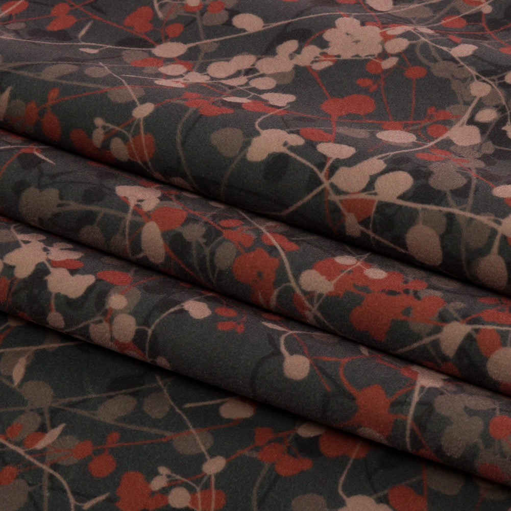 Printed Polyester Velvet - Mole Berry Vines - British Imported Folded Printed Polyester Velvet - Mole Berry Vines - British Imported Folded