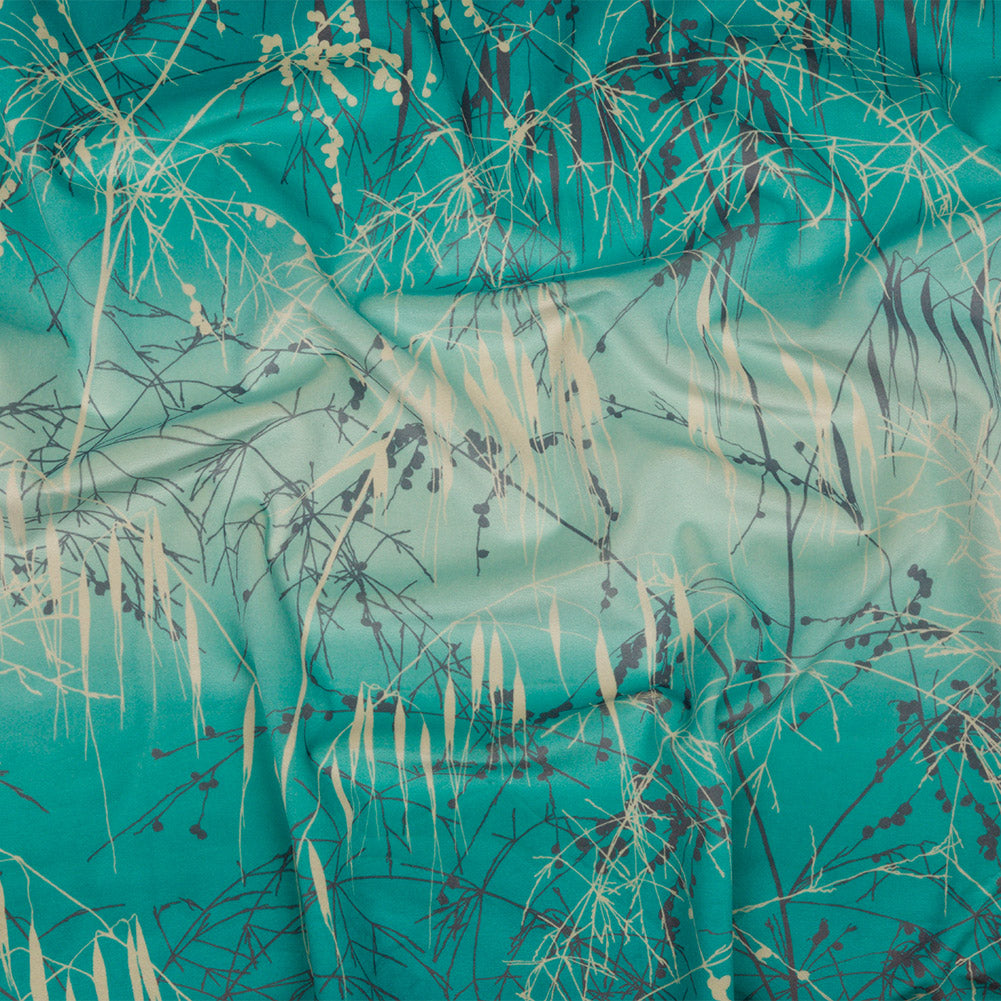 Printed Polyester Velvet - Verdigris Meadow Grass Ombre - British Imported Printed Polyester Velvet - Verdigris Meadow Grass Ombre - British Imported