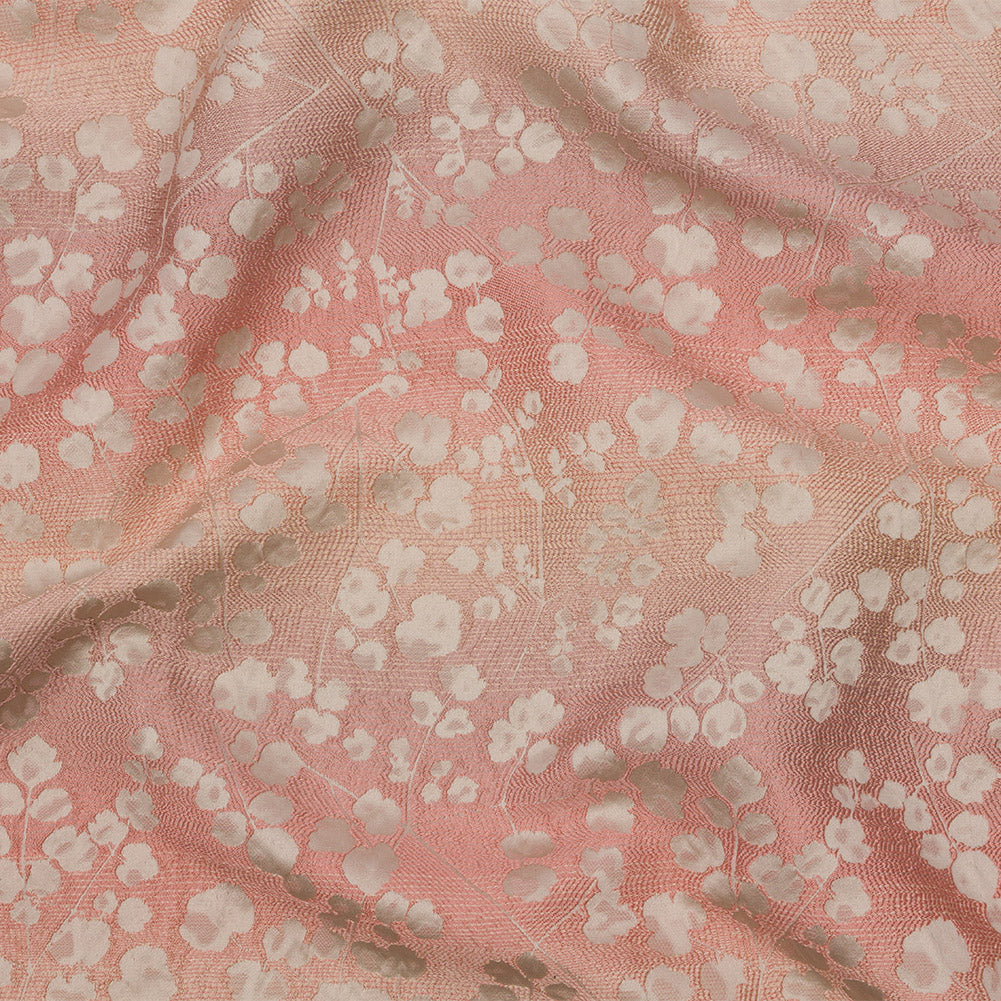 Drapery Jacquard - Shell Ombre Stripes and Little Flowers - British Imported Drapery Jacquard - Shell Ombre Stripes and Little Flowers - British Imported