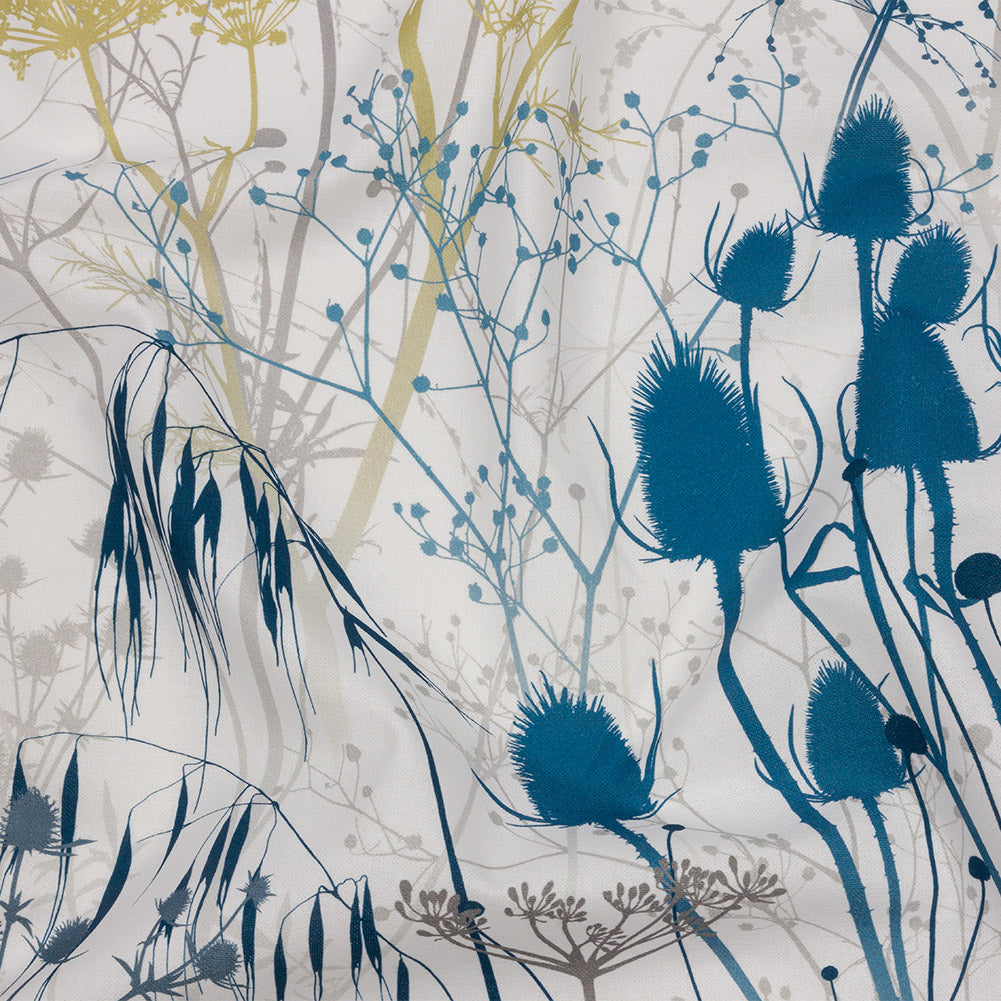 Cotton Canvas Print - Blue Wildflower Branches - British Imported Cotton Canvas Print - Blue Wildflower Branches - British Imported