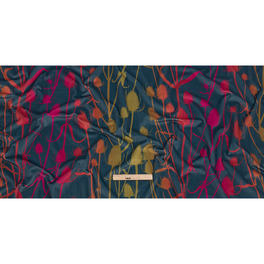 Printed Polyester Velvet - Sunset Thistle Stems - British Imported Full Printed Polyester Velvet - Sunset Thistle Stems - British Imported Full