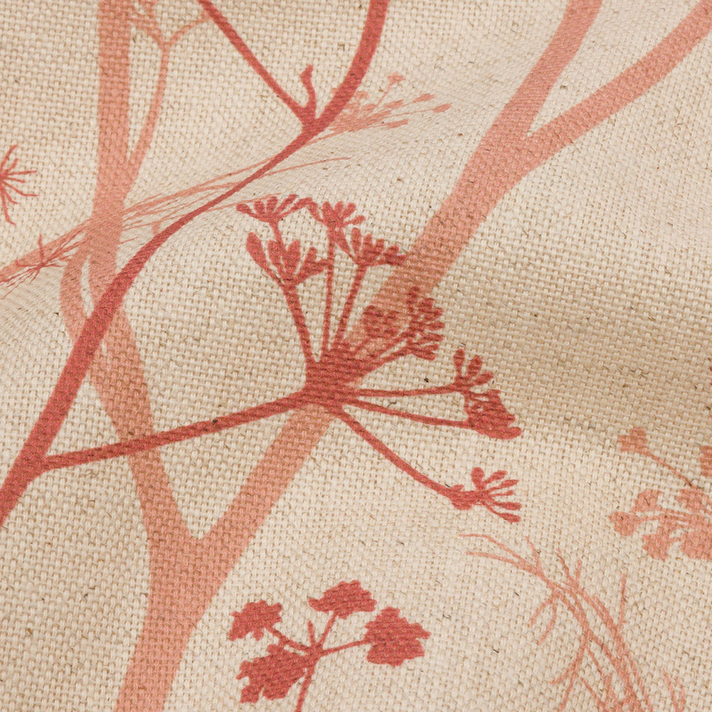 Cotton and Linen Canvas Print - Terracotta Chervil Silhouettes - British Imported Detail Cotton and Linen Canvas Print - Terracotta Chervil Silhouettes - British Imported Detail