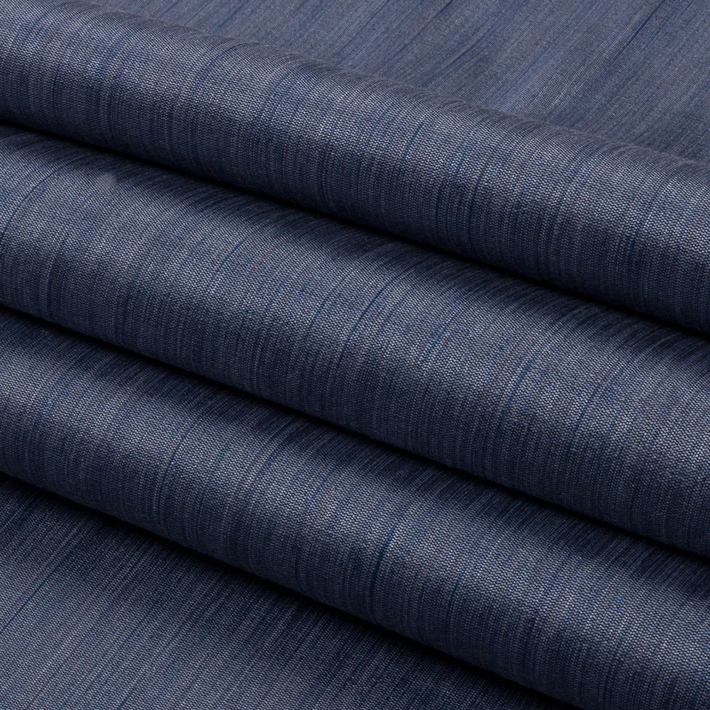 Recycled Polyester Bengaline - Denim Striations - British Imported Folded Recycled Polyester Bengaline - Denim Striations - British Imported Folded