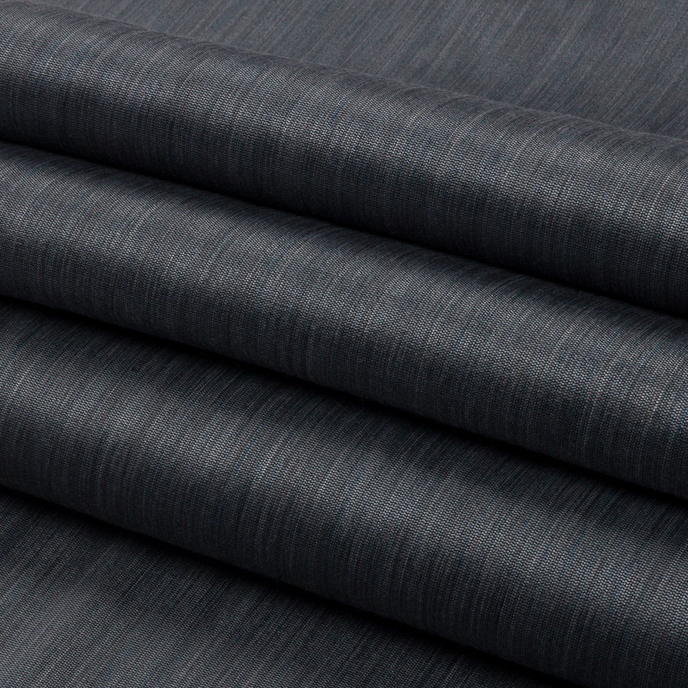 Recycled Polyester Bengaline - Slate Striations - British Imported Folded Recycled Polyester Bengaline - Slate Striations - British Imported Folded