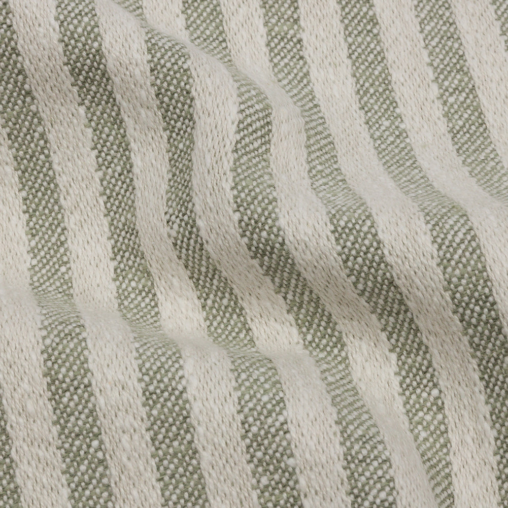 Cotton and Polyester Woven - Sage - Raised Stripes - British Imported Detail Cotton and Polyester Woven - Sage - Raised Stripes - British Imported Detail