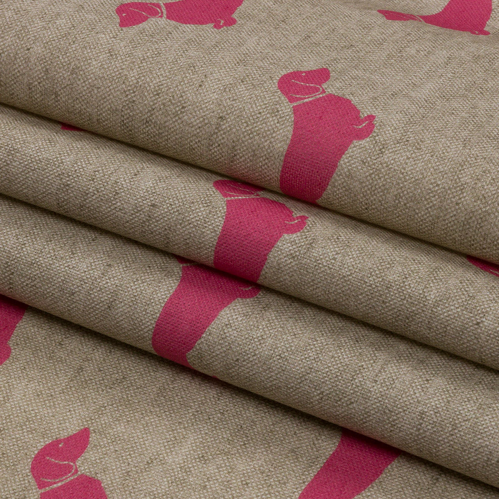 Cotton Canvas Print - Raspberry Dachshunds - British Imported Folded Cotton Canvas Print - Raspberry Dachshunds - British Imported Folded