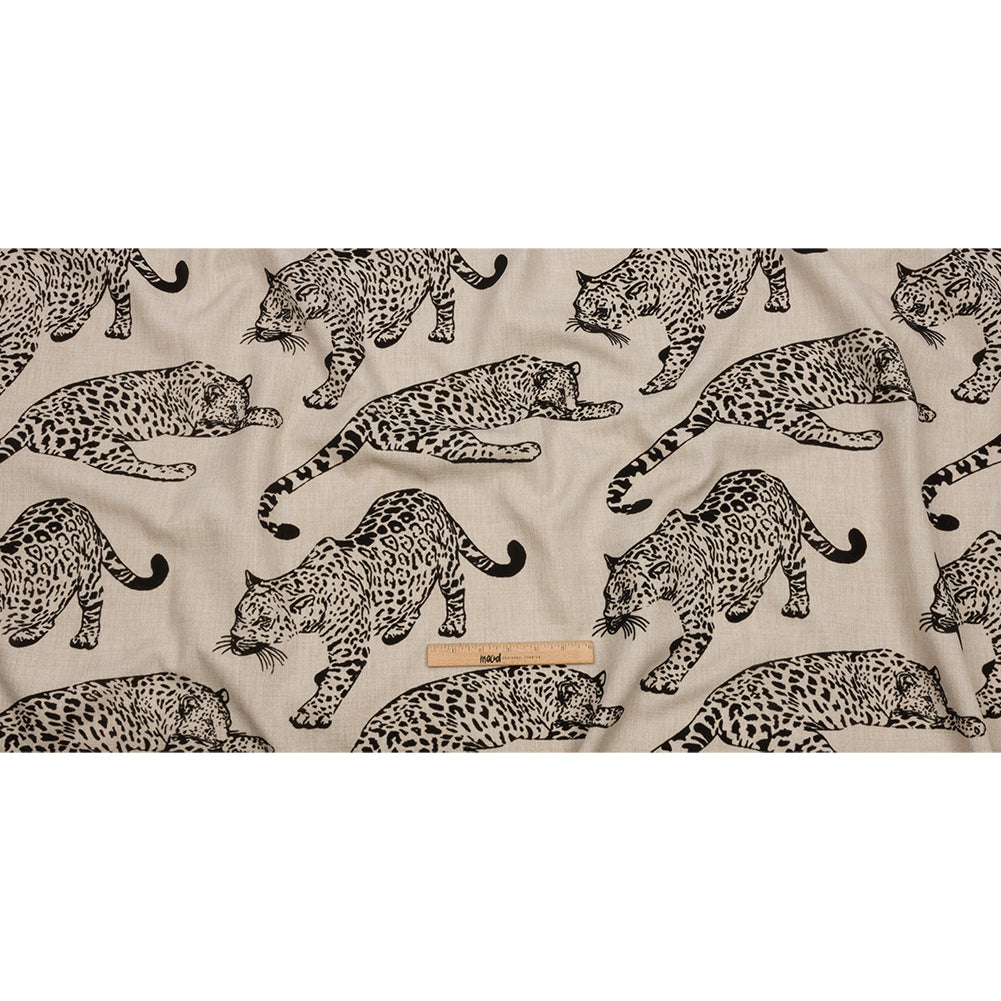 Flocked Polyester Drapery Woven - Ebony Jaguars - British Imported Full Flocked Polyester Drapery Woven - Ebony Jaguars - British Imported Full