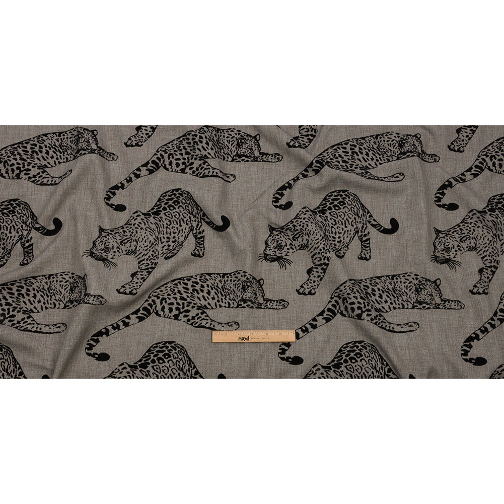 Flocked Polyester Drapery Woven - Slate Jaguars - British Imported Full Flocked Polyester Drapery Woven - Slate Jaguars - British Imported Full