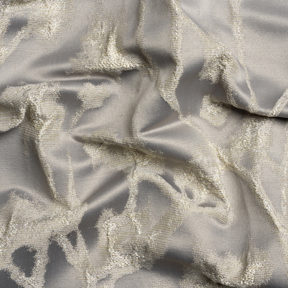 Metallic Drapery Jacquard - Dove Blurred Branches - British Imported Metallic Drapery Jacquard - Dove Blurred Branches - British Imported