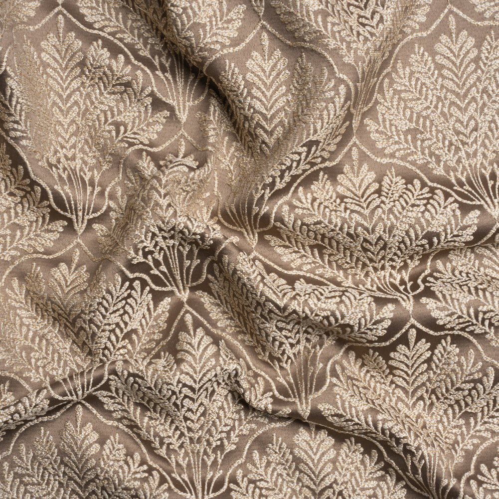 Metallic Drapery Jacquard - Mole Leafy Fans - British Imported Metallic Drapery Jacquard - Mole Leafy Fans - British Imported