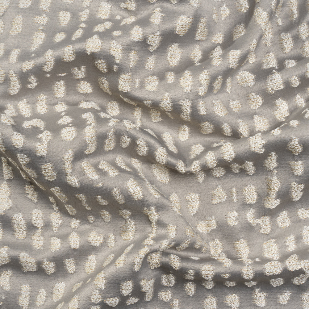 Metallic Drapery Jacquard - Dove Spotted Abstract - British Imported Metallic Drapery Jacquard - Dove Spotted Abstract - British Imported