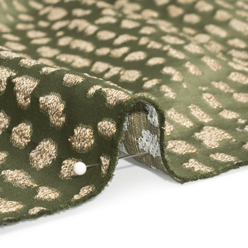 Metallic Drapery Jacquard - Olive Spotted Abstract - British Imported Detail Metallic Drapery Jacquard - Olive Spotted Abstract - British Imported Detail