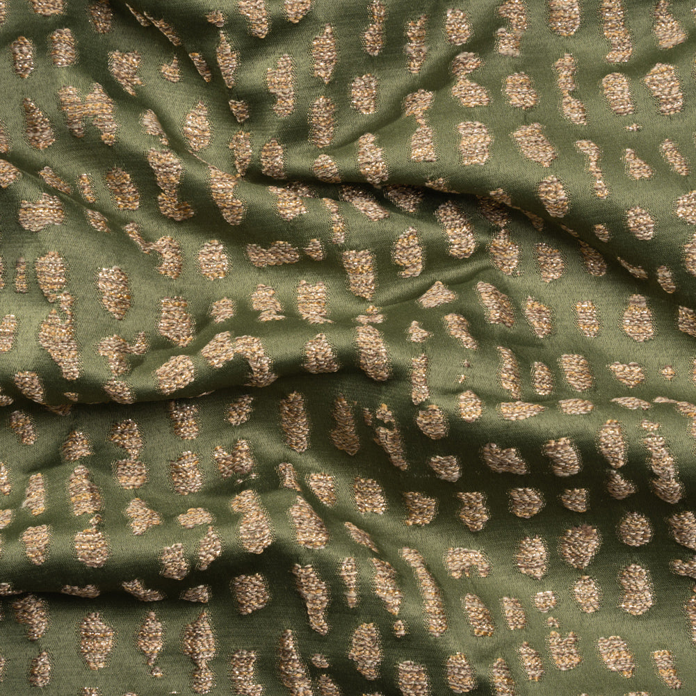 Metallic Drapery Jacquard - Olive Spotted Abstract - British Imported Metallic Drapery Jacquard - Olive Spotted Abstract - British Imported