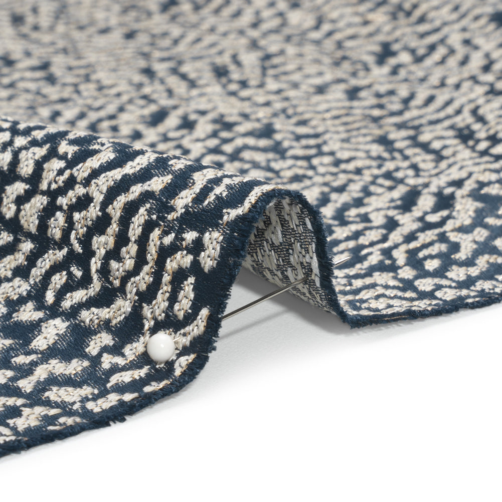 Metallic Drapery Jacquard - Ink Mottled - British Imported Detail Metallic Drapery Jacquard - Ink Mottled - British Imported Detail