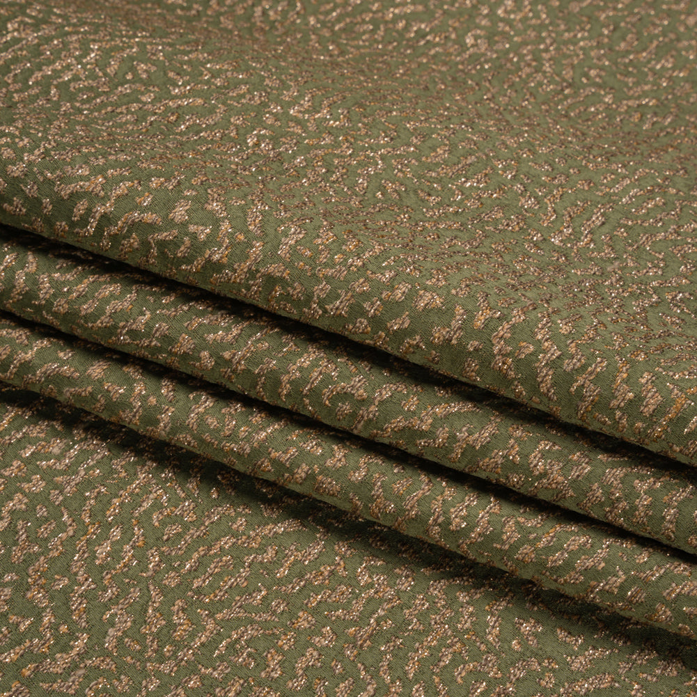 Metallic Drapery Jacquard - Olive Mottled - British Imported Folded Metallic Drapery Jacquard - Olive Mottled - British Imported Folded