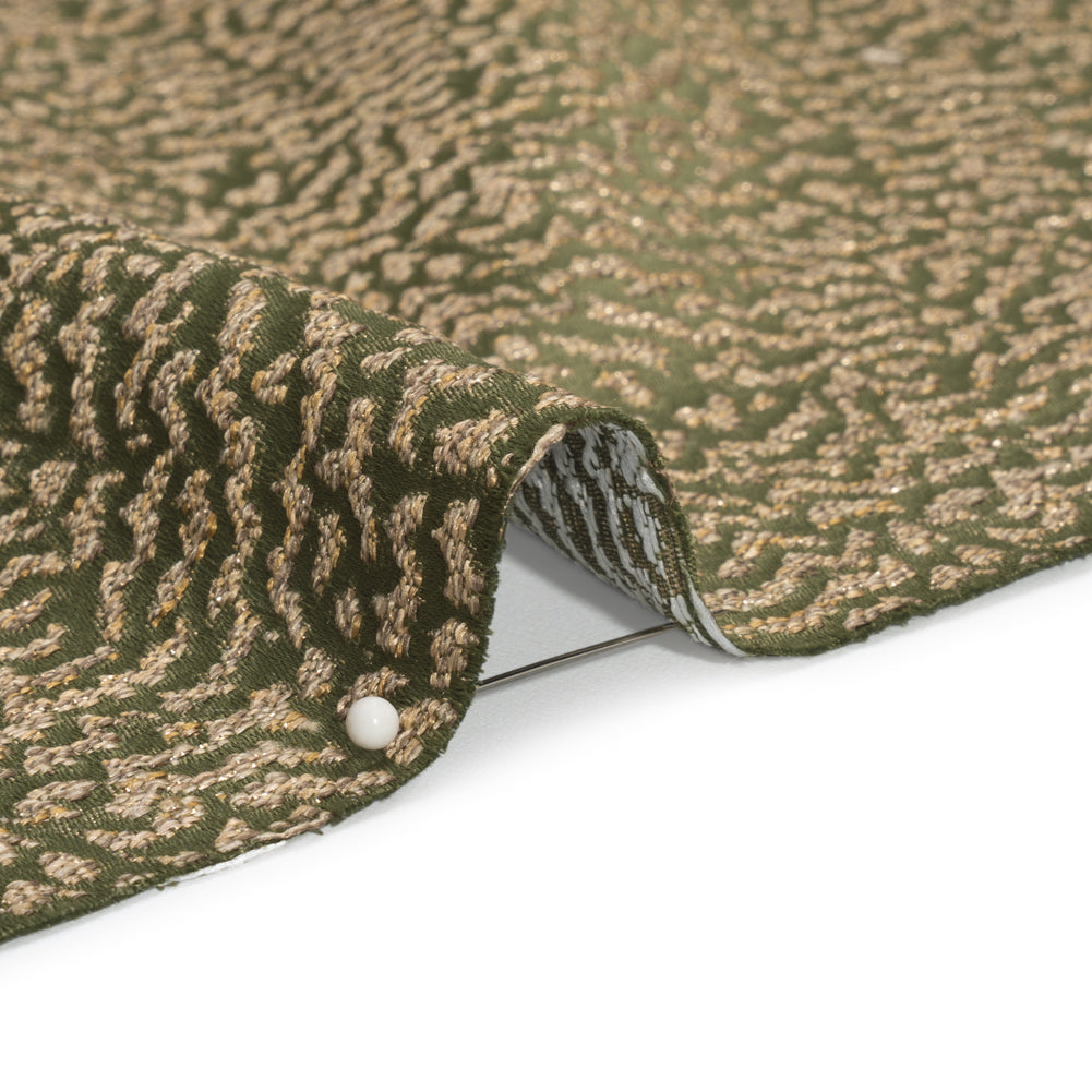 Metallic Drapery Jacquard - Olive Mottled - British Imported Detail Metallic Drapery Jacquard - Olive Mottled - British Imported Detail