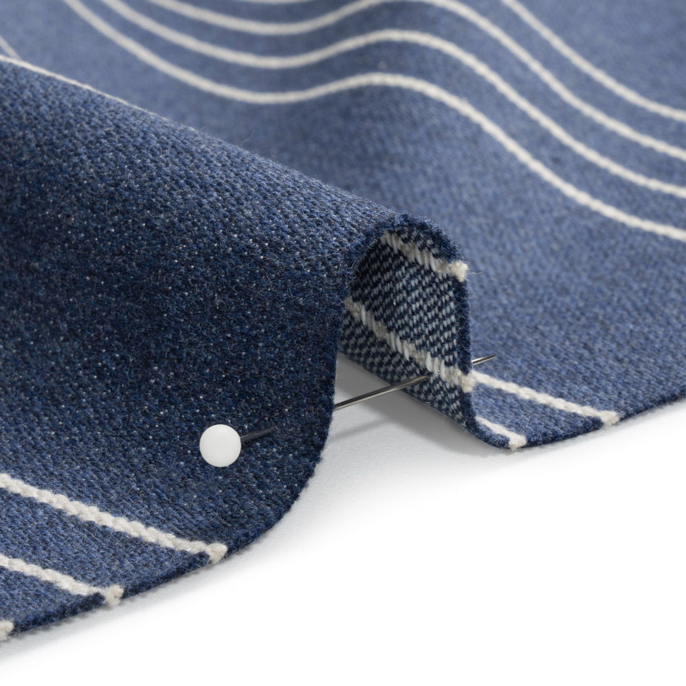 Soft Textured Recycled Polyester Drapery Woven - Indigo - British Imported Detail Soft Textured Recycled Polyester Drapery Woven - Indigo - British Imported Detail
