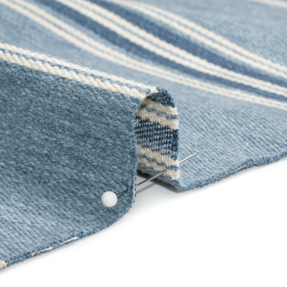 Cotton and Polyester Drapery Twill - Denim Striped - British Imported Detail Cotton and Polyester Drapery Twill - Denim Striped - British Imported Detail