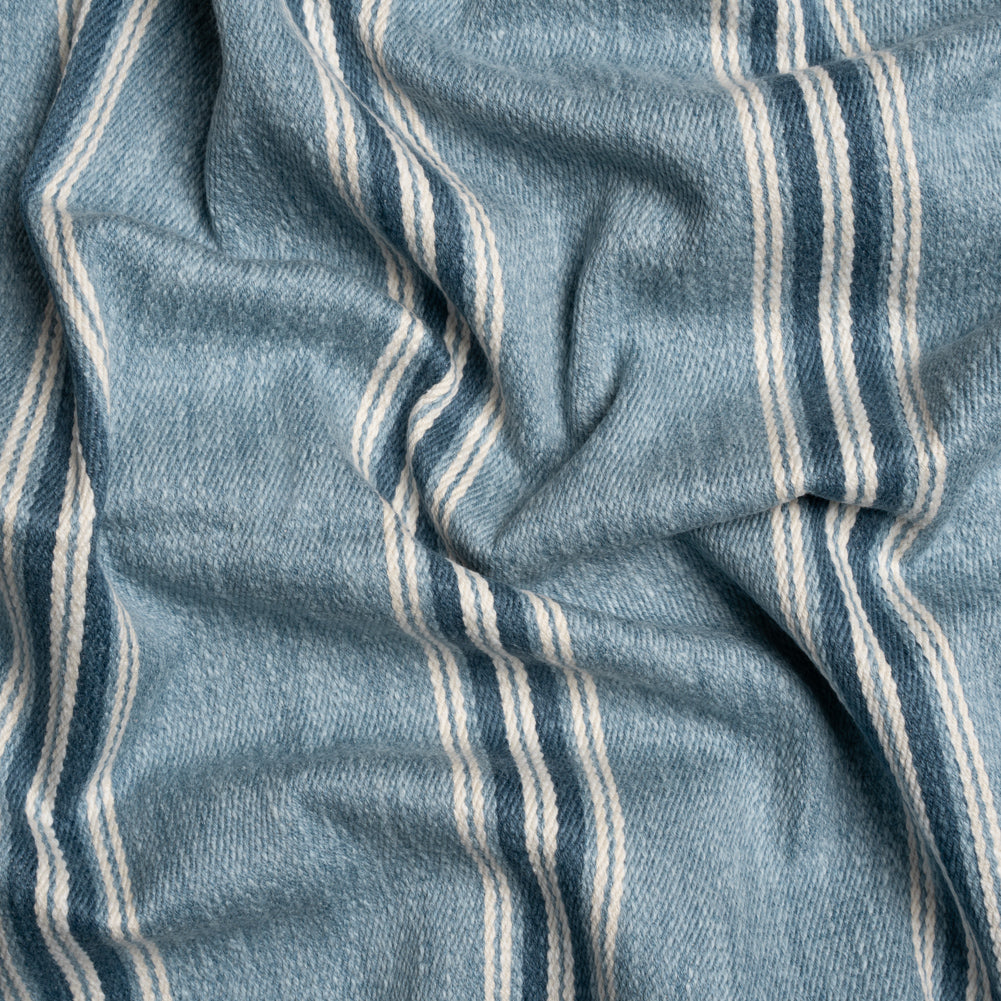Cotton and Polyester Drapery Twill - Denim Striped - British Imported Cotton and Polyester Drapery Twill - Denim Striped - British Imported