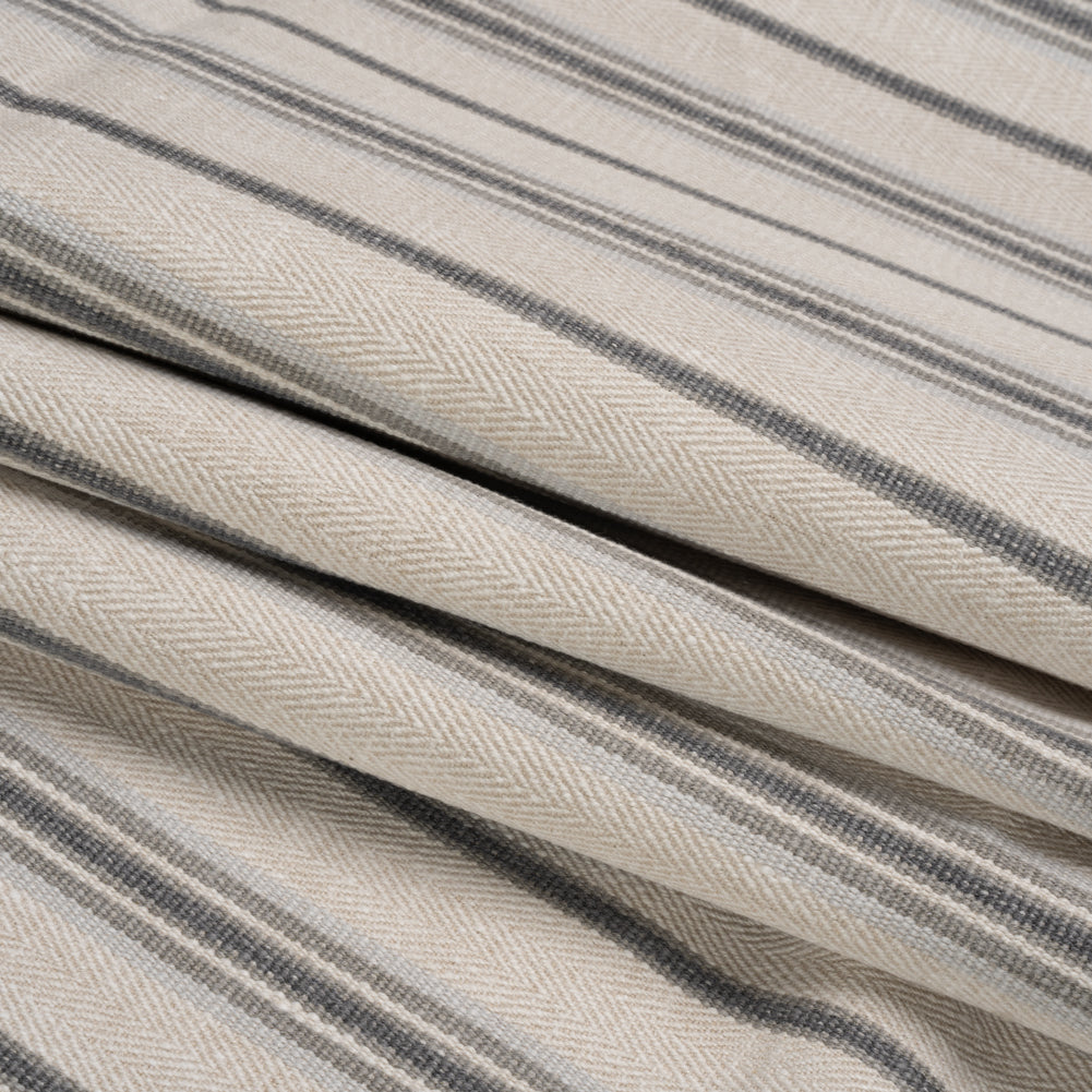 Polyester and Cotton Twill - Slate Herringbone Stripes - British Imported Folded Polyester and Cotton Twill - Slate Herringbone Stripes - British Imported Folded