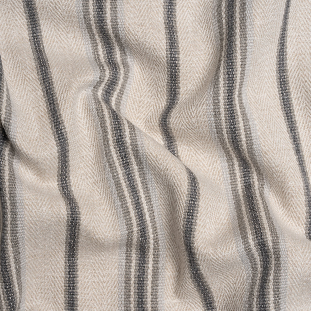 Polyester and Cotton Twill - Slate Herringbone Stripes - British Imported Polyester and Cotton Twill - Slate Herringbone Stripes - British Imported