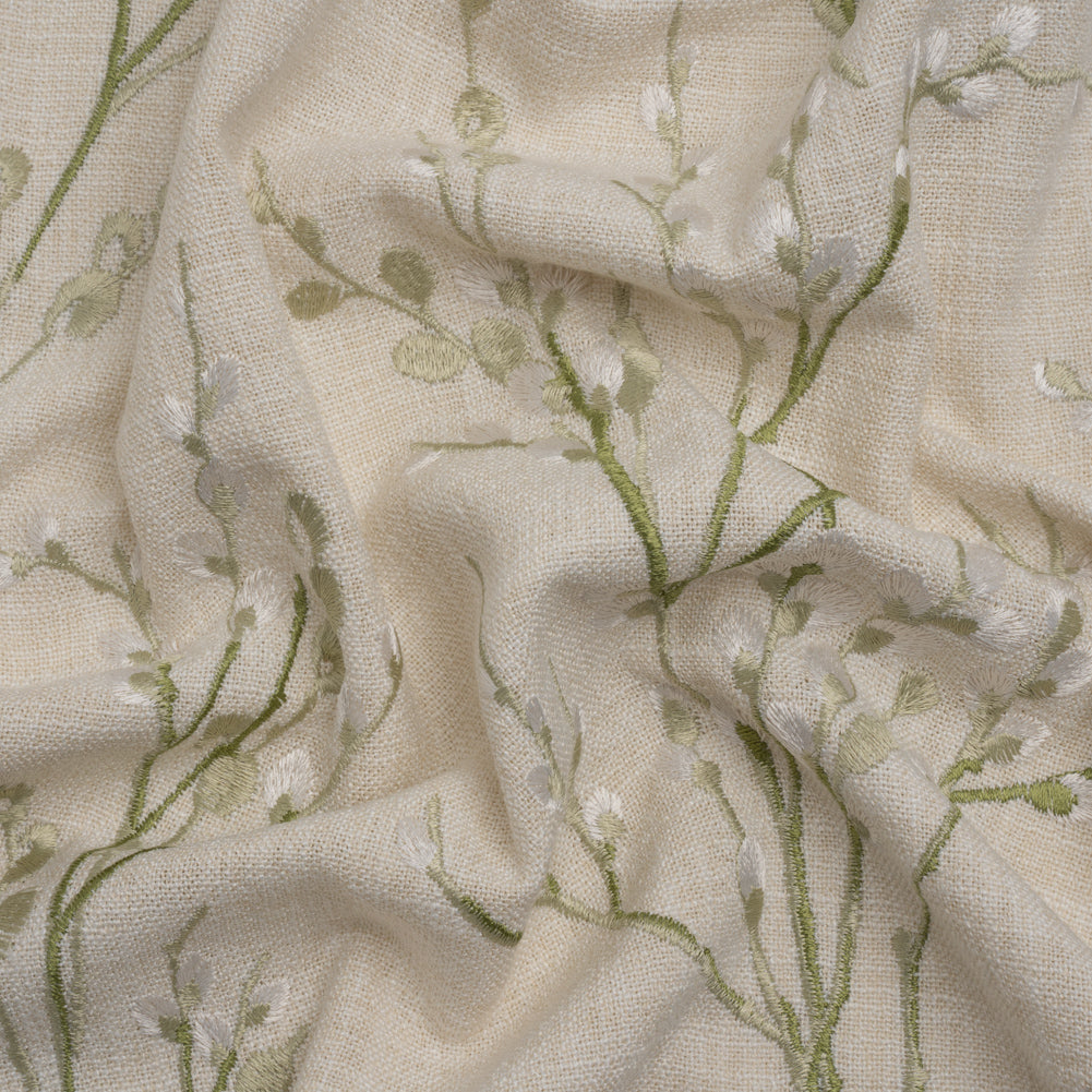 Embroidered Drapery Woven - Hedgerow Prairie Willow - British Imported Embroidered Drapery Woven - Hedgerow Prairie Willow - British Imported