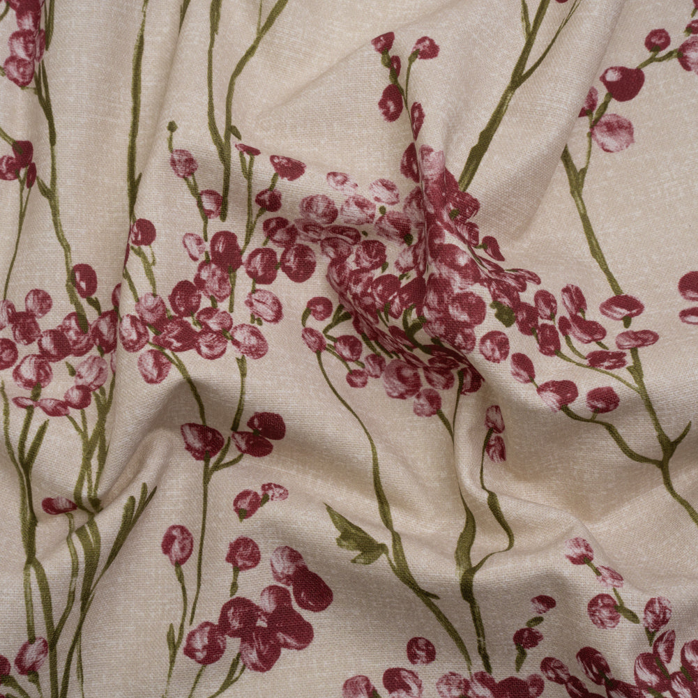 Cotton Canvas Print - Cranberry Berry Stems - British Imported Cotton Canvas Print - Cranberry Berry Stems - British Imported