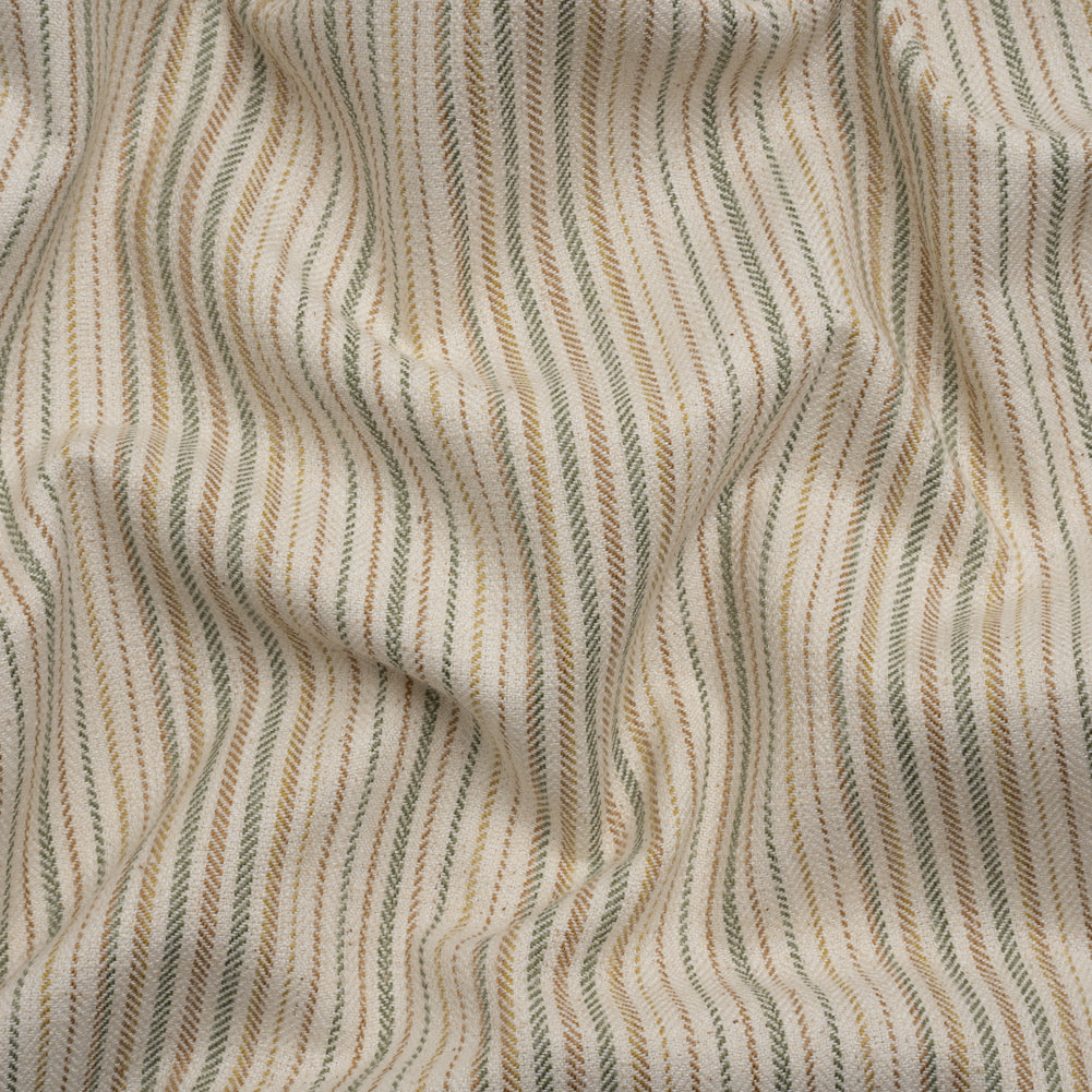 Polyester and Cotton Twill - Moss Barcode Stripes - British Imported Polyester and Cotton Twill - Moss Barcode Stripes - British Imported