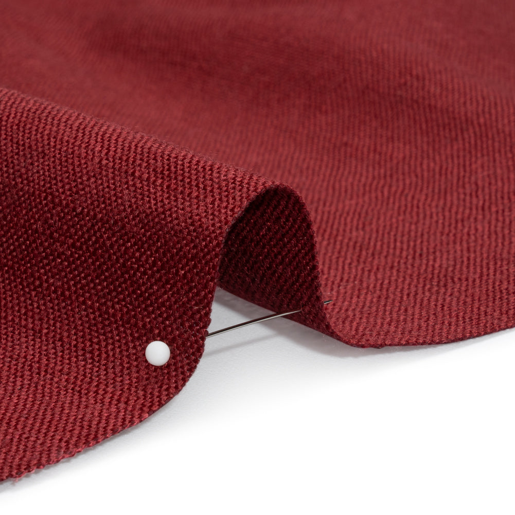 Linen, Viscose and Polyester Woven - Dark Cranberry - British Imported Detail Linen, Viscose and Polyester Woven - Dark Cranberry - British Imported Detail