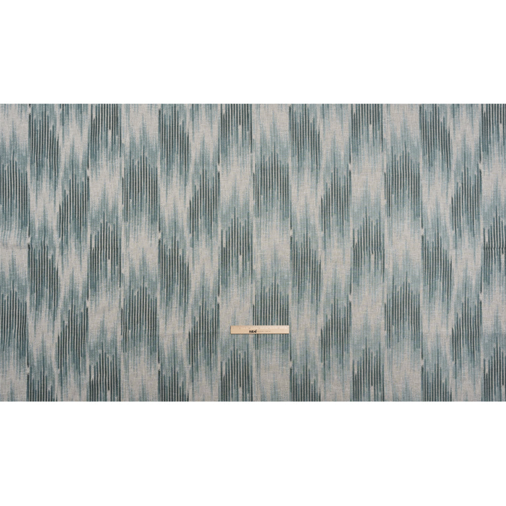 Drapery Jacquard - Peacock Ikat Stripes - British Imported Full Drapery Jacquard - Peacock Ikat Stripes - British Imported Full