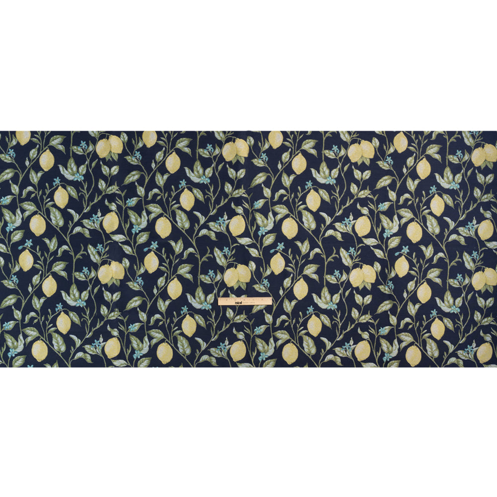 Drapery Jacquard - Ink Lemon Trees - British Imported Full Drapery Jacquard - Ink Lemon Trees - British Imported Full