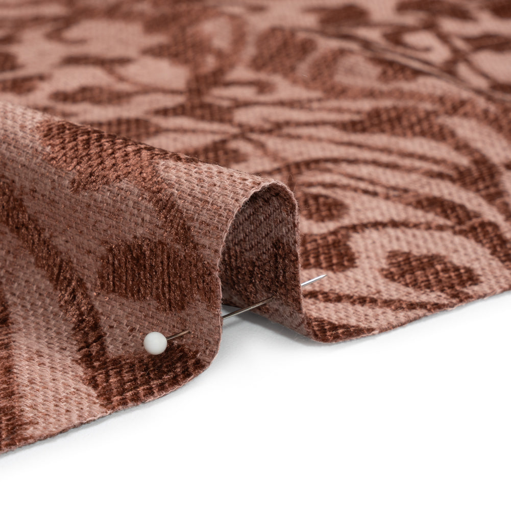 Drapery Chenille Jacquard - Rosewood Leafy Vines - British Imported Detail Drapery Chenille Jacquard - Rosewood Leafy Vines - British Imported Detail