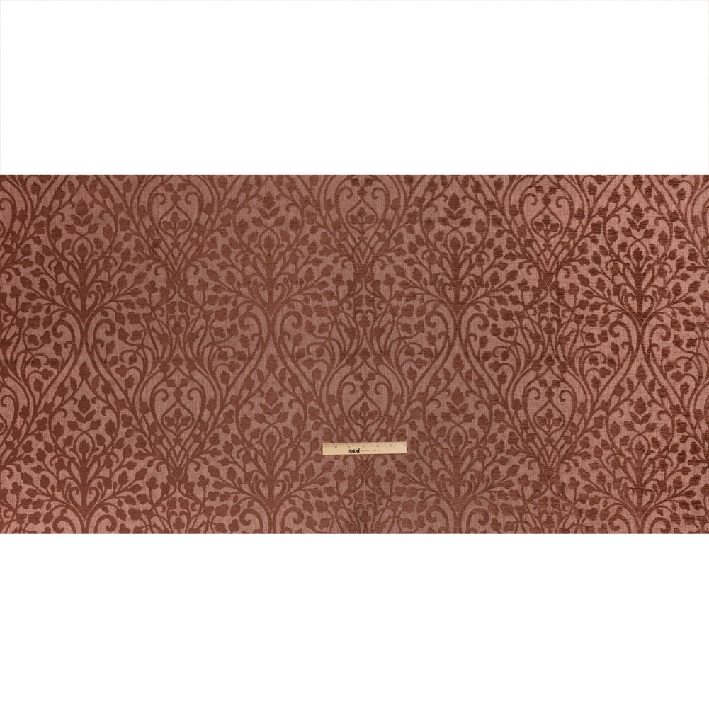 Drapery Chenille Jacquard - Rosewood Leafy Vines - British Imported Full Drapery Chenille Jacquard - Rosewood Leafy Vines - British Imported Full