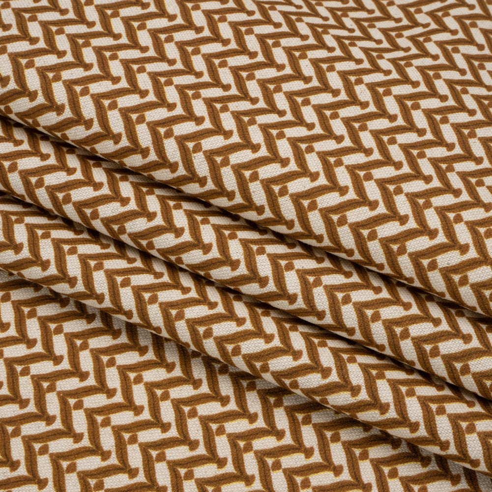 Cotton and Linen Canvas Print - Bronze Leafy Chevrons - British Imported Folded Cotton and Linen Canvas Print - Bronze Leafy Chevrons - British Imported Folded