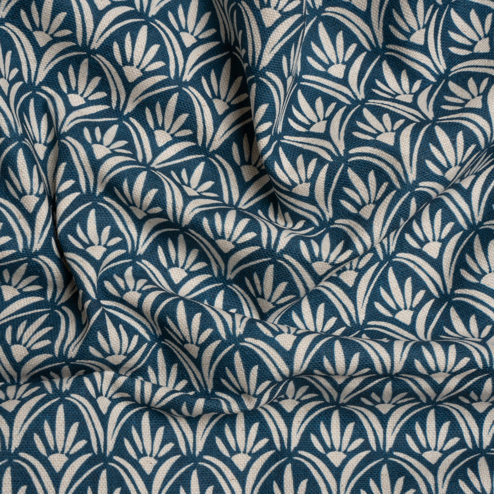 Cotton and Linen Canvas Print - Midnight Floral Arches - British Imported Cotton and Linen Canvas Print - Midnight Floral Arches - British Imported