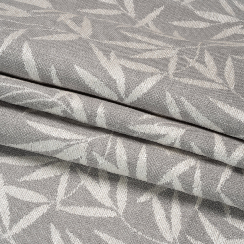 Chenille Drapery Jacquard - Steel Willow Leaves - British Imported Folded Chenille Drapery Jacquard - Steel Willow Leaves - British Imported Folded