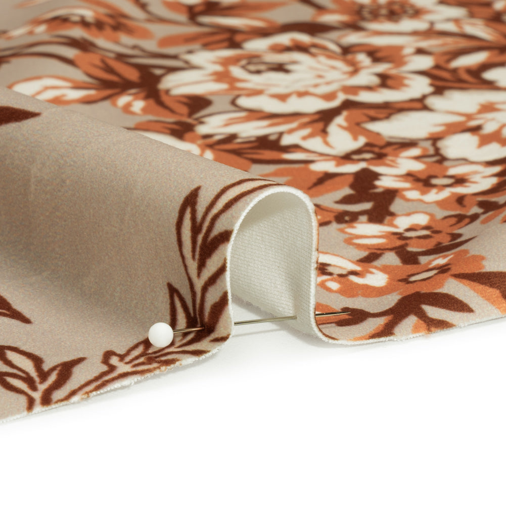 Polyester Microvelvet Print - Ember Floral - British Imported Detail Polyester Microvelvet Print - Ember Floral - British Imported Detail