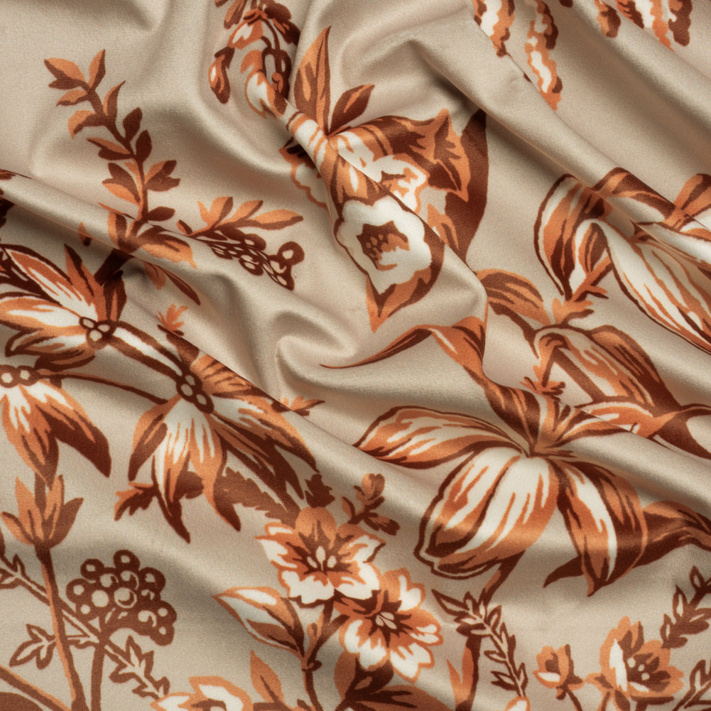 Polyester Microvelvet Print - Ember Floral - British Imported Polyester Microvelvet Print - Ember Floral - British Imported