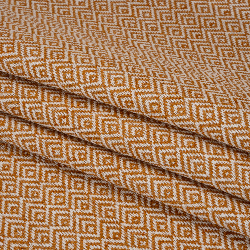 Boucle Drapery Twill - Tangerine Birdseye Diamonds - British Imported - Folded Boucle Drapery Twill - Tangerine Birdseye Diamonds - British Imported - Folded