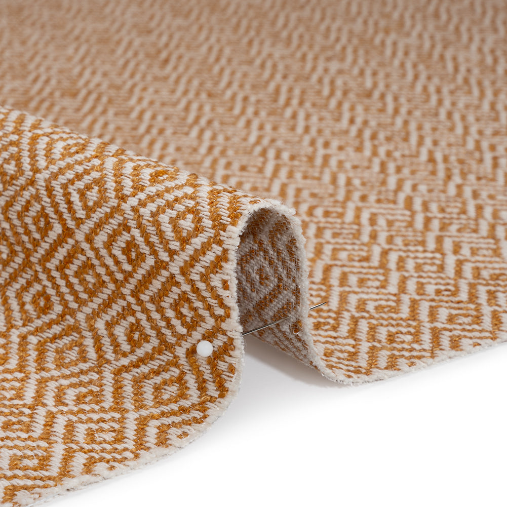 Boucle Drapery Twill - Tangerine Birdseye Diamonds - British Imported - Detail Boucle Drapery Twill - Tangerine Birdseye Diamonds - British Imported - Detail